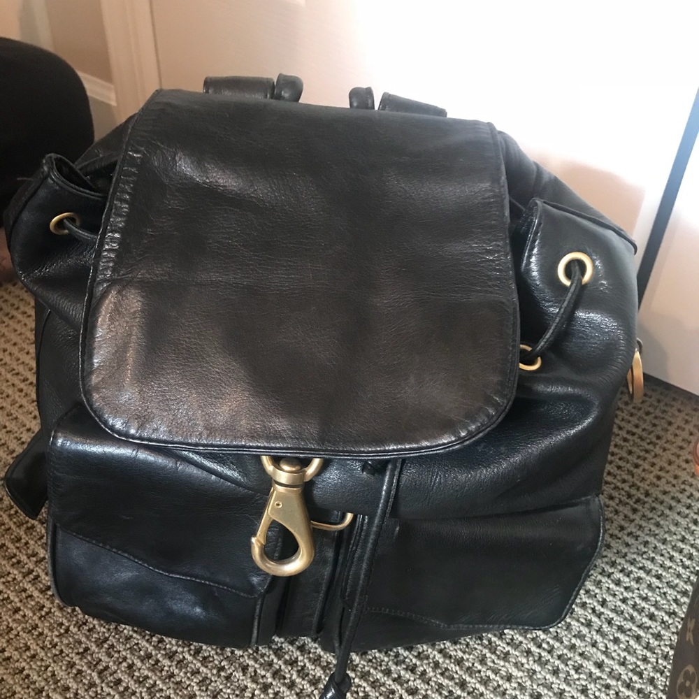 Perlina black leather backpack